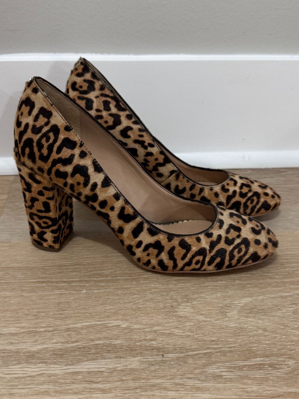Sam Edelman Stillson Leopard Calf Hair Block Heel Pumps Size 8